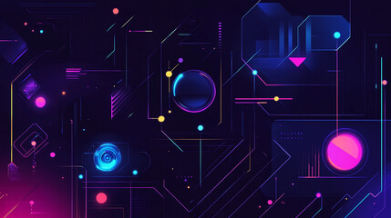 Abstract technology background with glowing lights and lines in dark digital space