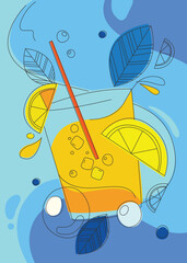 vector illustration of a cocktail lemon tropical cold