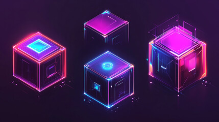 Abstract 3D isometric cube background with architectural and technology design elements in vector style