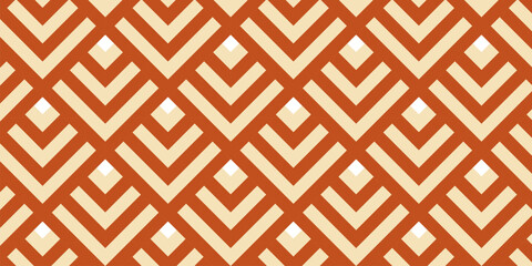 Ethnic-inspired chevron geometric pattern in earthy tones of terracotta and beige, featuring layered V shapes and diamond accents