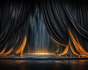 Dark stage with orange flames