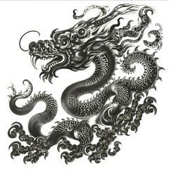 Obraz premium A golden traditional Chinese dragon vector, this powerful ancient symbol of mythology and culture from Asia is an iconic fantasy art illustration for tattoo design