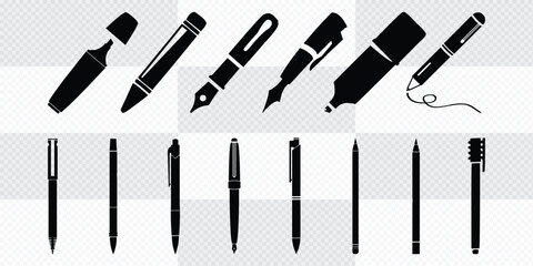 Vector illustration. Vector icon of pen pencils set