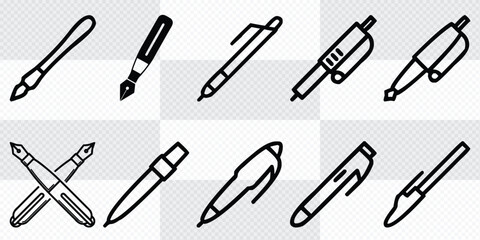 Vector illustration. Vector icon of pen pencils set