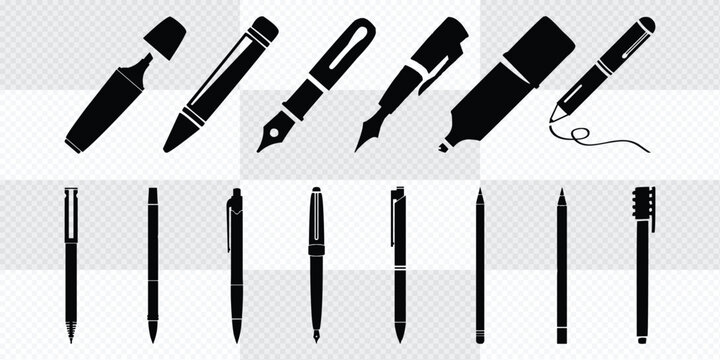 Vector illustration. Vector icon of pen pencils set