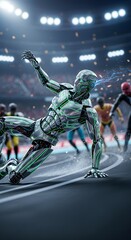 Fototapeta premium Robotic Athlete in Stadium