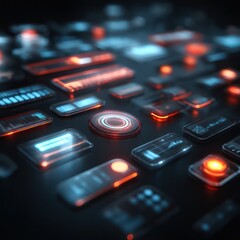 Digital interface featuring luminous buttons for a modern and intuitive user experience.