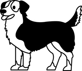 black and white isolate illustration icon of a Australian Shepherd
