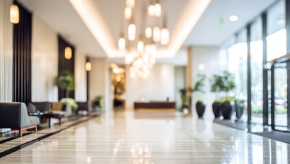 Blurry hotel lobby interior