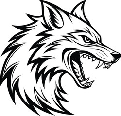 fox head vector black tattoo wild