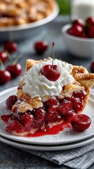 Delicious cherry pie slice