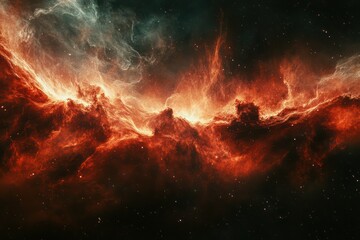 Intense Red Smoke Spiraling Through Dark. Abstract Background