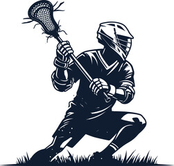 Lacrosse player with lacrosse stick, logo design.