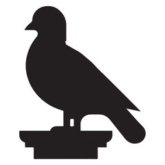 Simple and adorable flat colored Pigeon illustration in silhouette