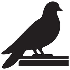 Simple and adorable flat colored Pigeon illustration in silhouette