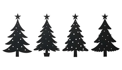 Fototapeta premium Black Christmas tree pictograms on a white canvas. Christmas Tree Vector.