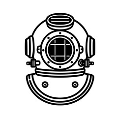 Vintage Scuba Diving Helmet Vector Illustration