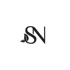 Modern SN Logo Icon, Letter Sn  Leaf Logo Icon Vector