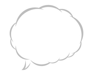 吹き出し　もこもこ　雲　グレー縁　ベクター　単体　シンプル