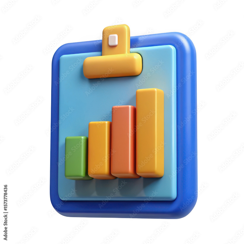 Poster 3d bar chart report isolated on transparent background
