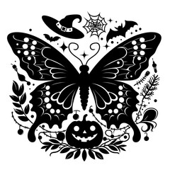 Halloween butterfly png, fall butterfly clipart, autumn butterfly, pumpkin png, spooky png , Halloween designs with transparent background