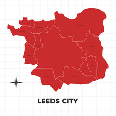 Leeds City map illustration. Map of the City in England
