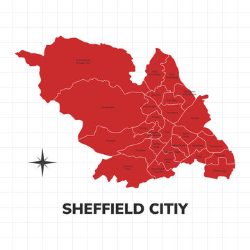 Sheffield City map illustration. Map of the City in England