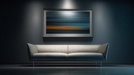 Sophisticated Living Room Displaying Abstract Art Above a Modern Sofa Design