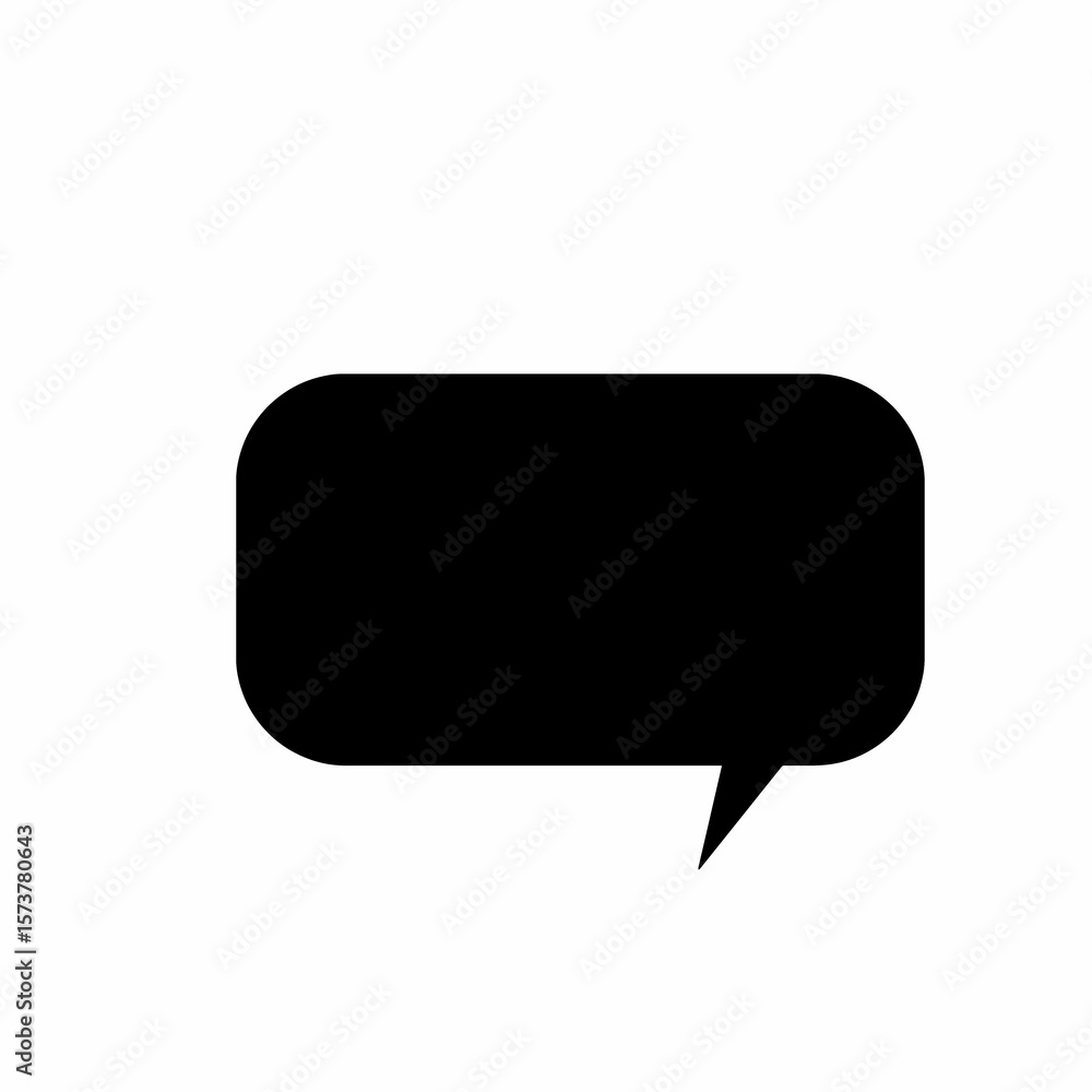 Poster flat vector design is showing black speech bubble with pointed tail on plain white background