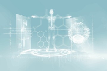 Human model in blue lights