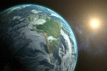 Planet earth against bright sun