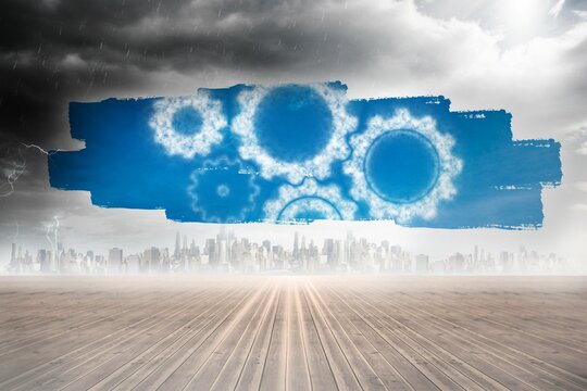 Fototapeta Screen showing cogs and wheels