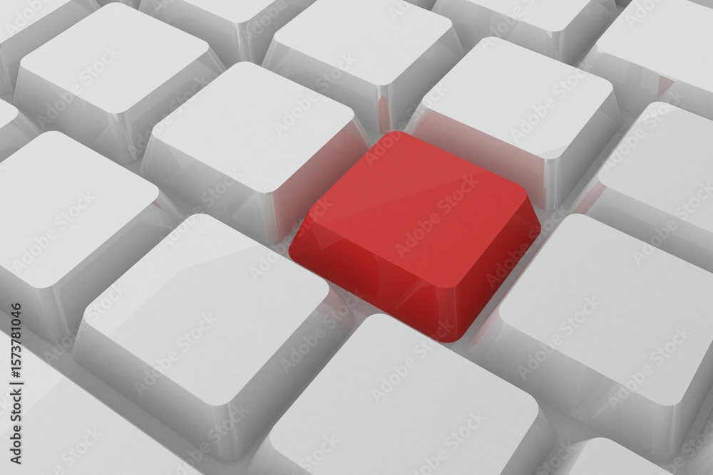 Poster digitally generated red key on keyboard