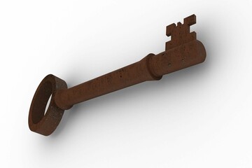 Digitally generated rusty old key