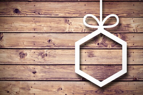 Fototapeta Christmas decorations over wood