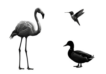 Obraz premium Illustration Birds Flamingos Avian Fauna Tropical Feather Isolated Background