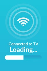 Composite image of loading text with wi-fi symbol
