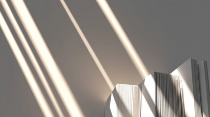 Sunlit Books Still Life: Subtle Contrast of Light and Shadow Creates Calm Interior