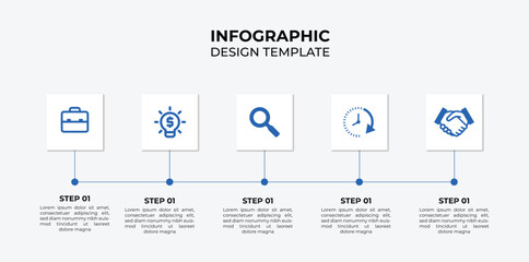 A dynamic vector illustration for business design featuring an infographic timeline with essential web elements and symbols for information layout