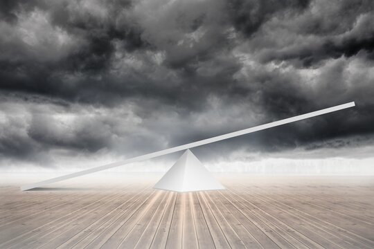 Fototapeta White scales in front of storm clouds