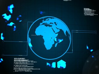 Glowing blue planet on black background