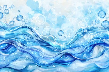 Blue water texture background with ripples and waves in a swimming pool, a summer banner for a design template.