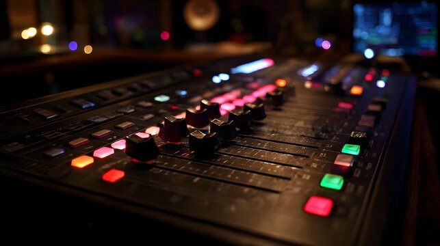 Professional digital audio mixer board with advanced circuit technology for studio recording and live sound control