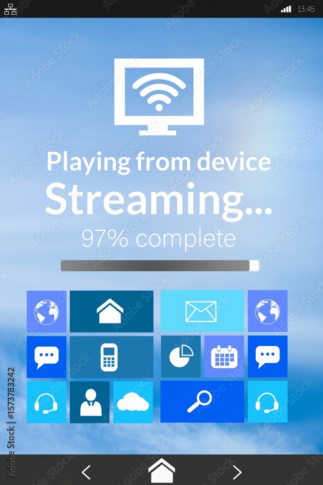 Poster various icons with text on device screen