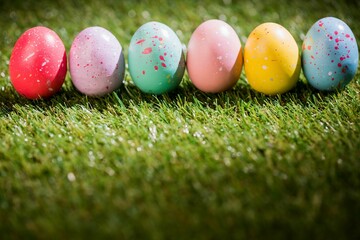 Colorful Easter eggs on grass © vectorfusionart