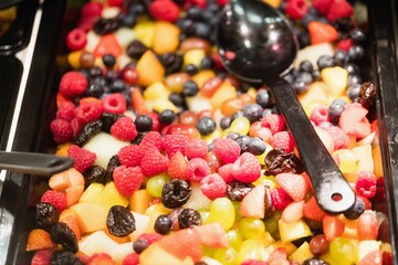 Close-up of fruit salad in container