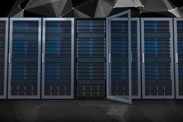 A large room where are standing the servers