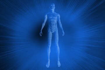 Digitally generated futuristic shiny 3D body