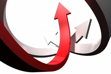 Red and grey arrows pointing