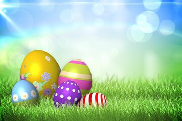 Colourful easter eggs on the grass © vectorfusionart